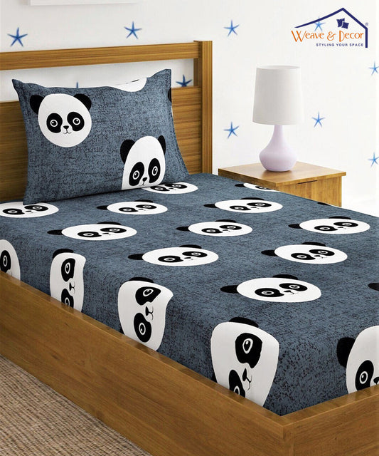 Panda Playtime Single Bedsheet With 1 pillow cover