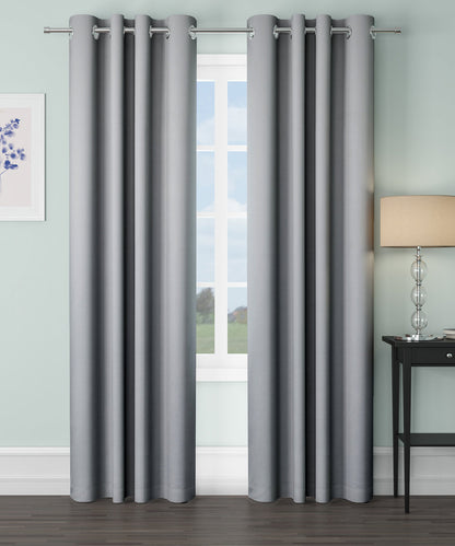 Blackout Curtain (Width- 4 Feet - Grey) Pack of 2 Piece
