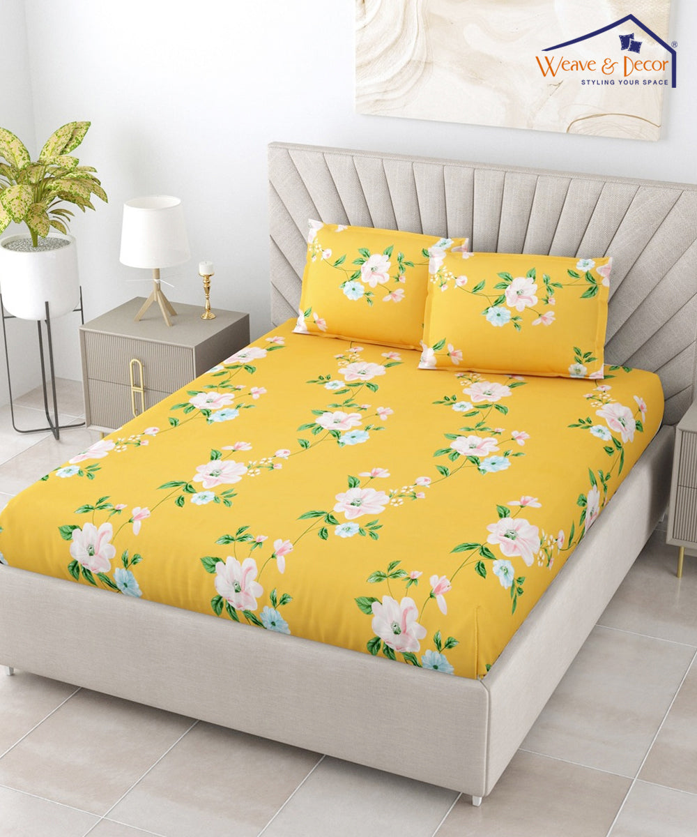 Yellow Floral Pillow Cover Set of 2