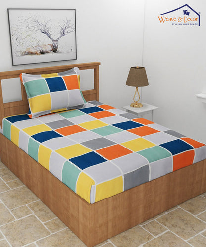 Checks Single Bedsheet With 1 Pillow Cover
