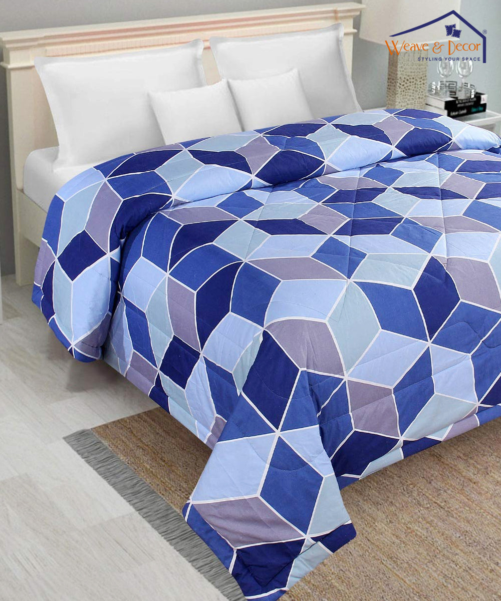 Blue Geometric 350GSM Double Bed Comforter