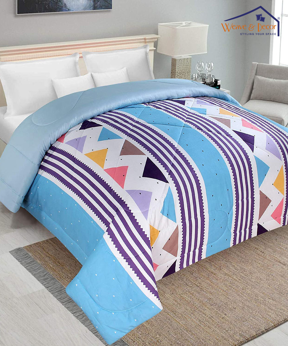 Blue Geometric Comforter Set with Bedsheet