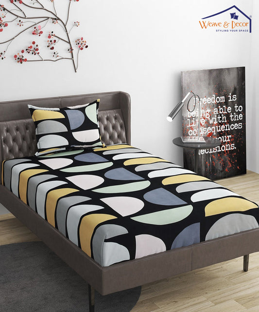 Geometrical Single Bedsheet With 1 Pillow Cover