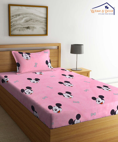 Mouse Magic Kids Single Bedsheet With 1 Pillow Cover