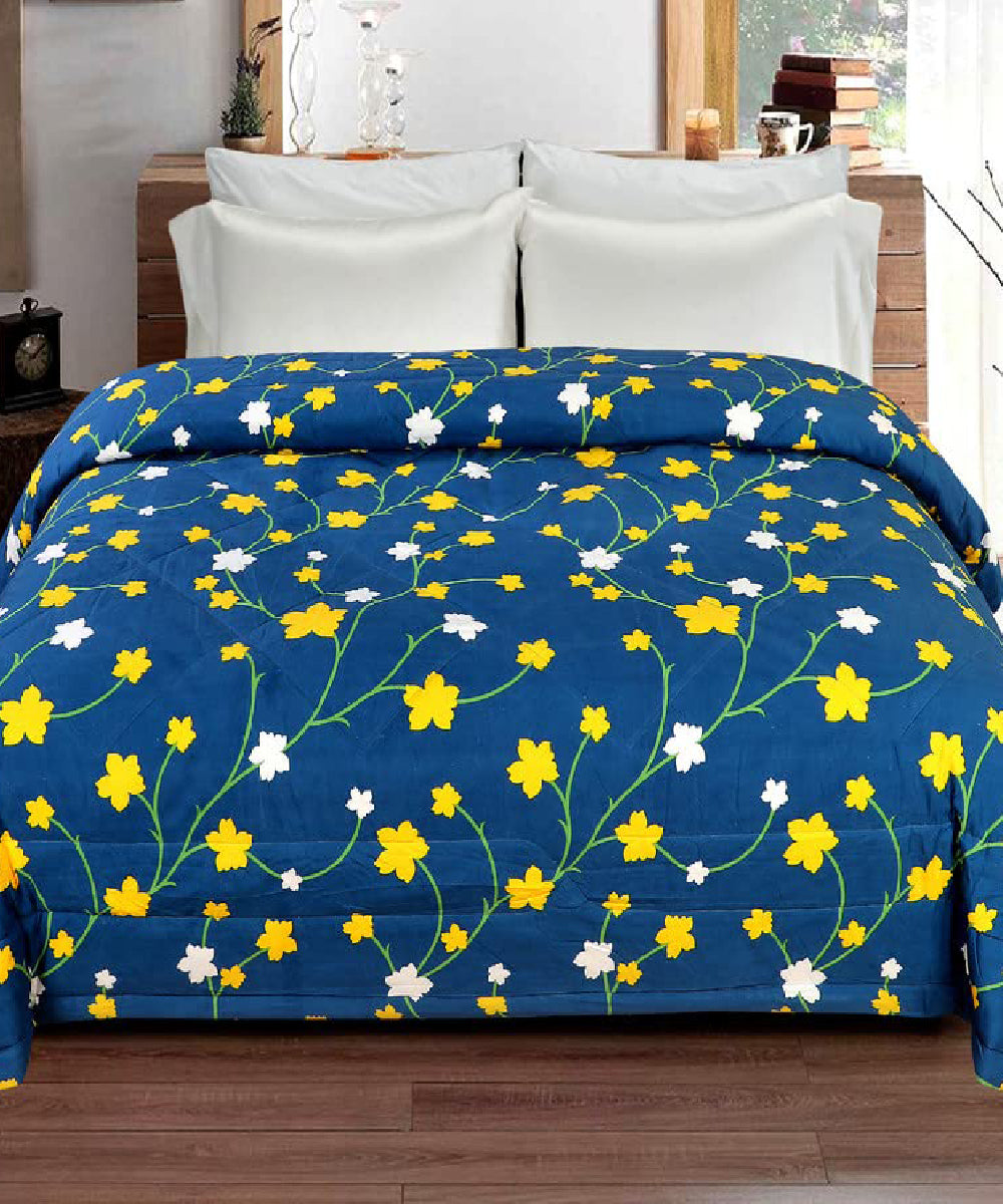Blue Floral 350GSM Double Bed Comforter