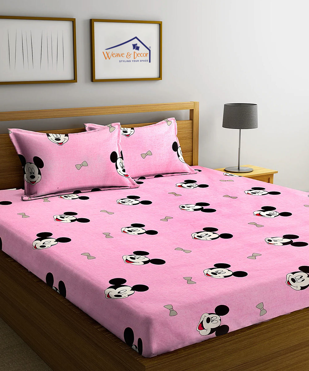Kids Cute Super King Fitted Bedsheet With 2 Pillow Covers