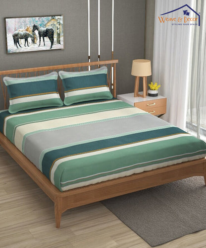 Lines Double Bedsheet With 2 Pillow Covers
