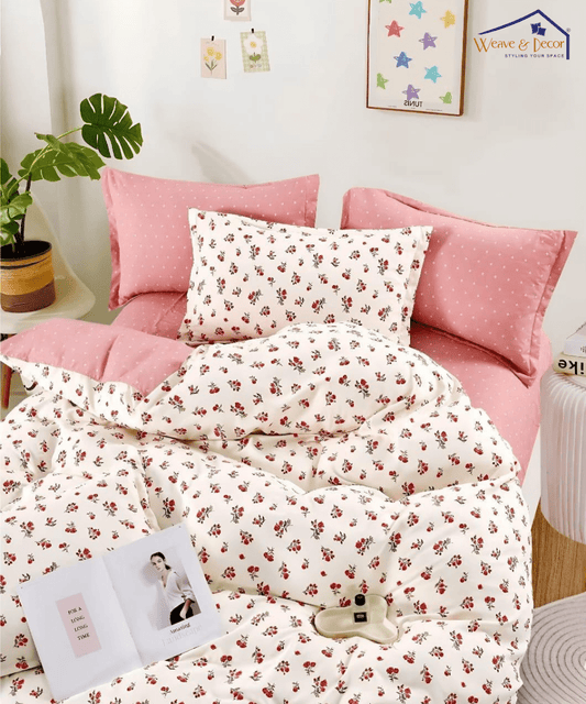 Berry Blush King Size Bedsheet With 2 Pillow Cover