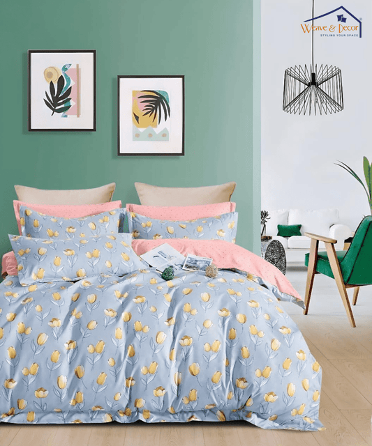 Yellow Whisper Fitted Bedsheet With Pillow Cover