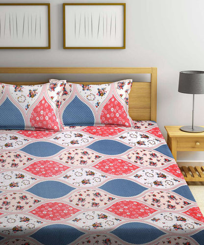 Multi Color Floral Queen Fitted Bedsheet With 2 Pillow Covers