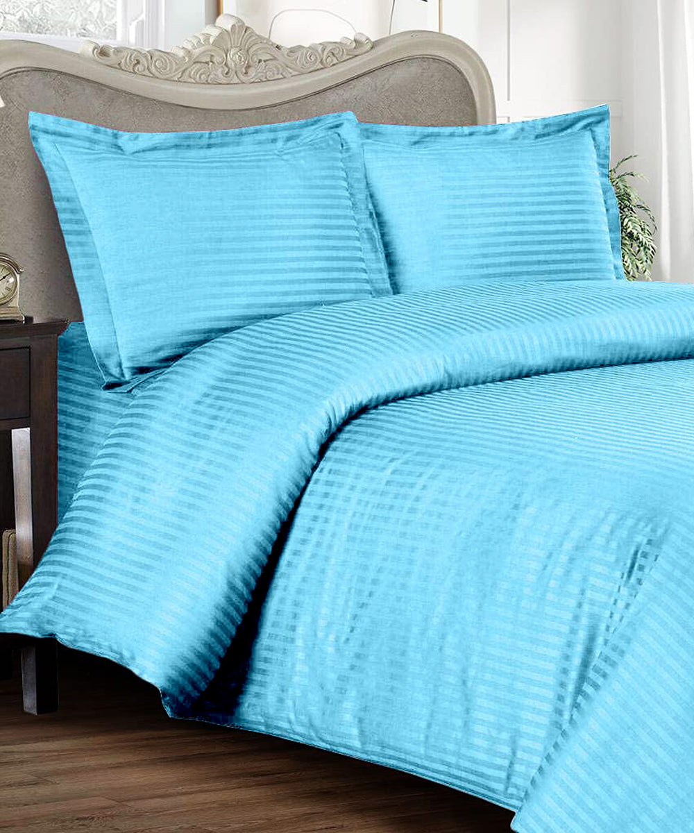 Sky Satin Stripe Quilt / Blanket / Razai / Duvet Covers