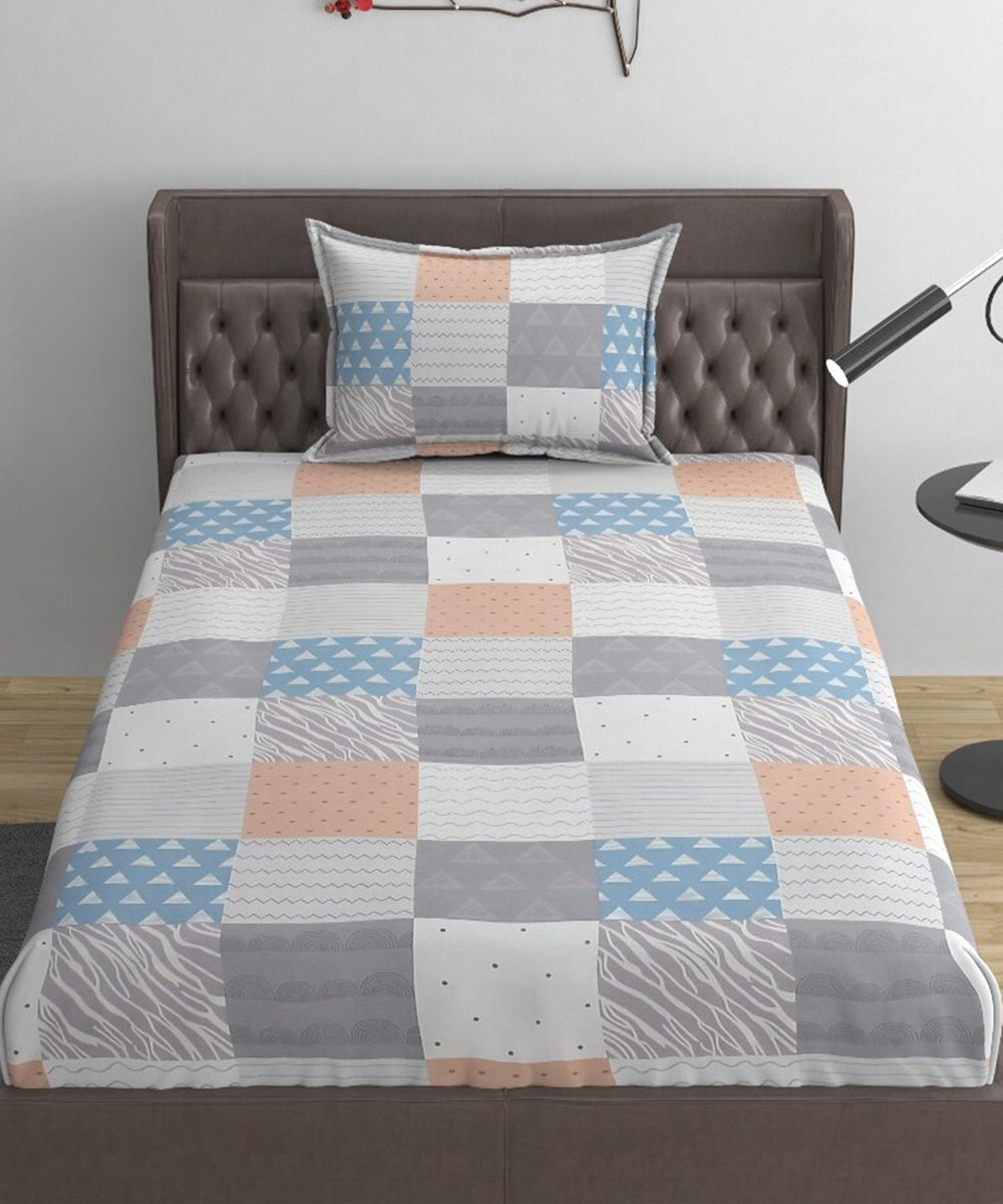 Abstract Single Bedsheet With 1 Pillow Cover