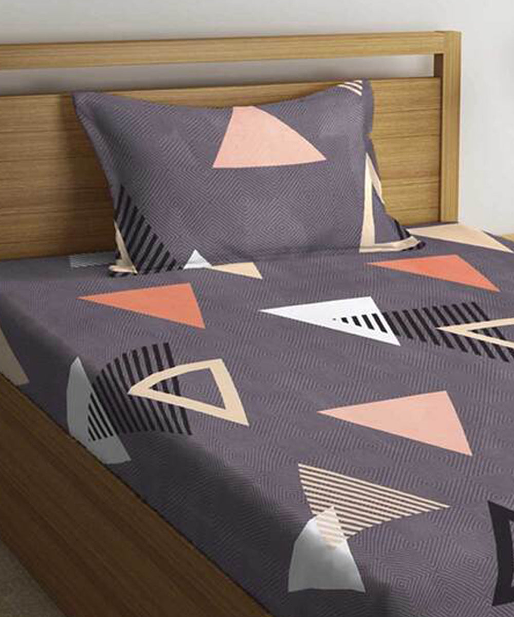 Triangles Single Fitted Bedsheet With 1 pillow Cover