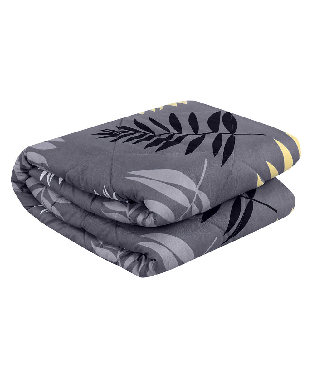 Grey Floral 350GSM Single Bed Comforter
