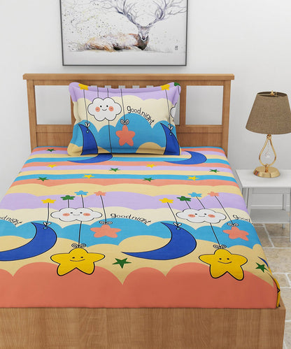Cute Kids Single Fitted Bedsheet With 1 Pillow Cover
