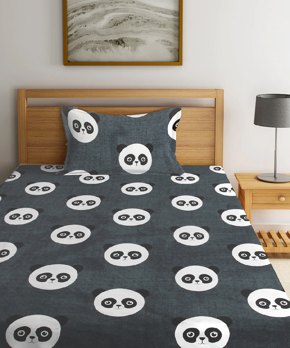 Panda Playtime Single Bedsheet With 1 pillow cover