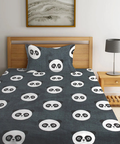 Panda Playtime Single Bedsheet With 1 pillow cover