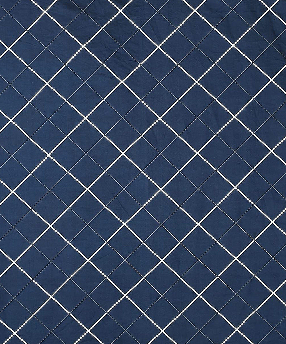 Blue Checks Double Bedsheet With 2 Pillow Cover