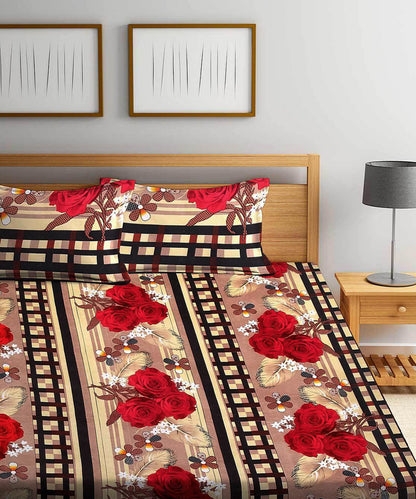 Roses Double Bedsheet with 2 Pillow Covers