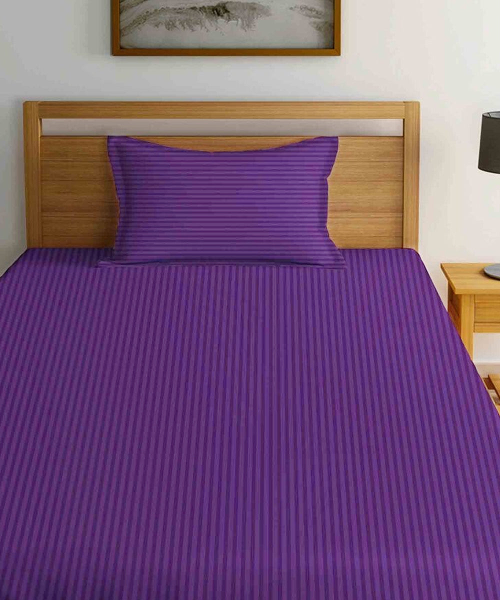 Violet Single Fitted Bedsheet With 1 Pillow Cover
