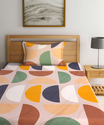 Multi Color Single Bedsheet With 1 Pillow Cover