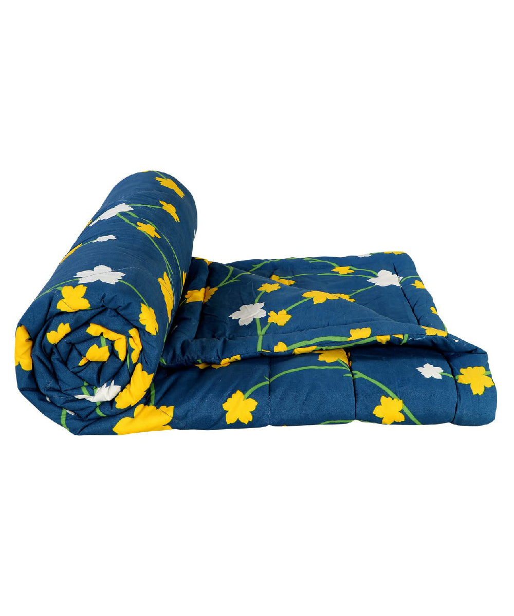 Blue Floral 350GSM Double Bed Comforter