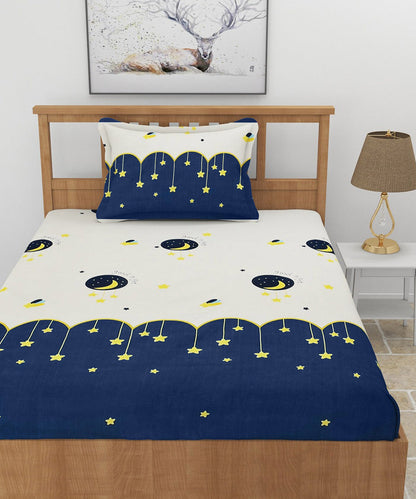 Space Kids Single Fitted Bedsheet With 1 Pillow Cover