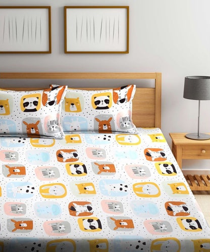 Cute Kids King Fitted Bedsheet With 2 Pilliow Covers