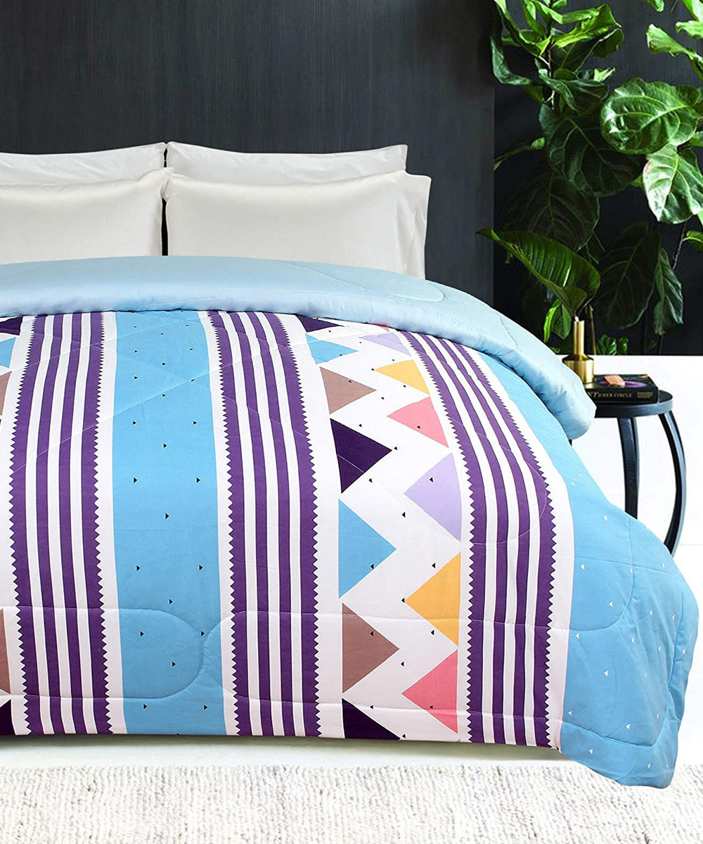 Blue Geometric 350GSM Single Bed Comforter