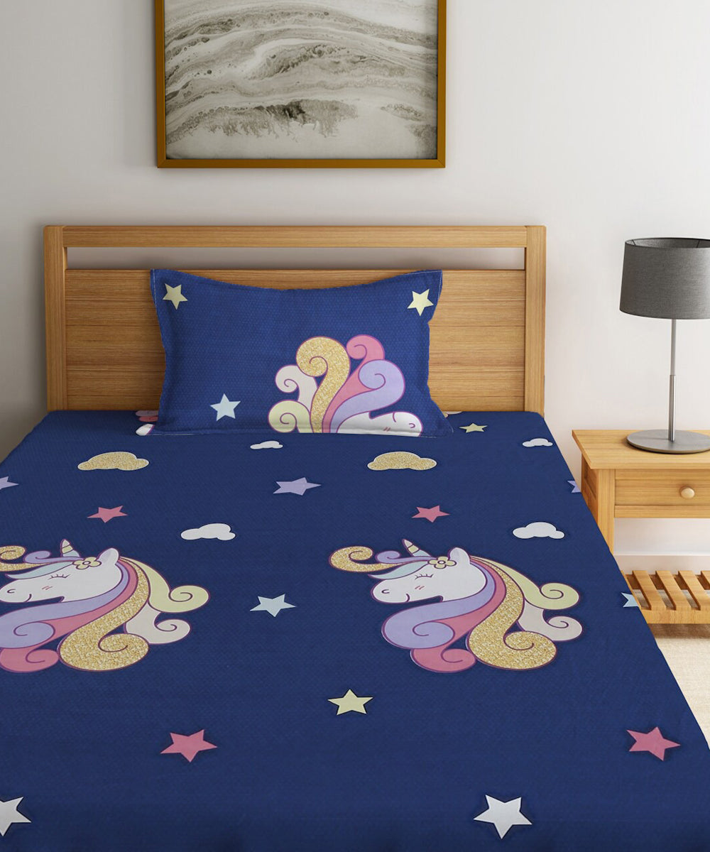 Magical Unicorn Kids  Single Bedsheet With 1 Pillow Cover