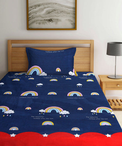Rainbow  Night Scape Kids Single Bedsheet With 1 Pillow Cover