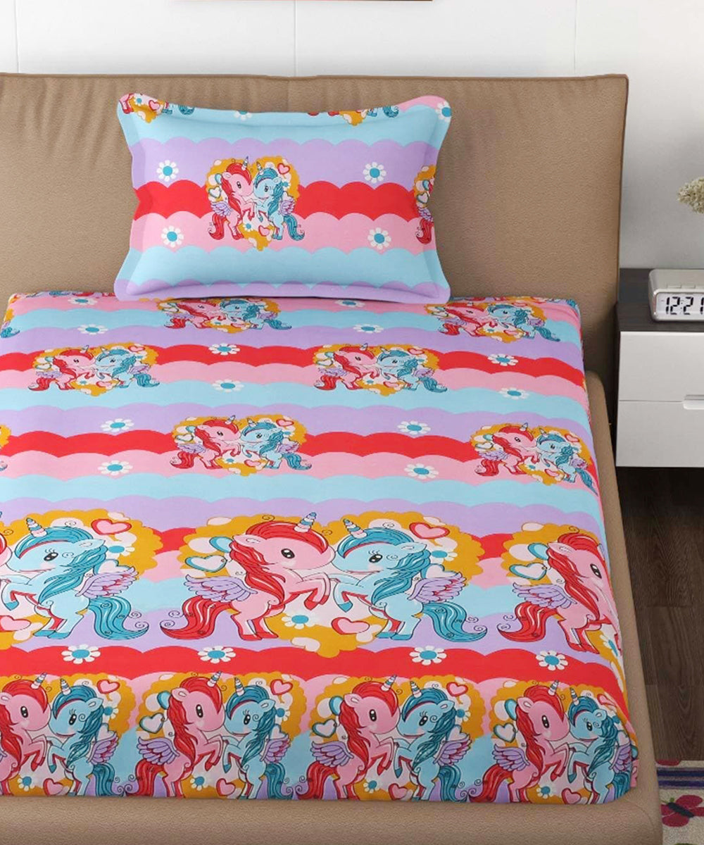 Cute Kids Single Bedsheet With 1 Pillow Cover