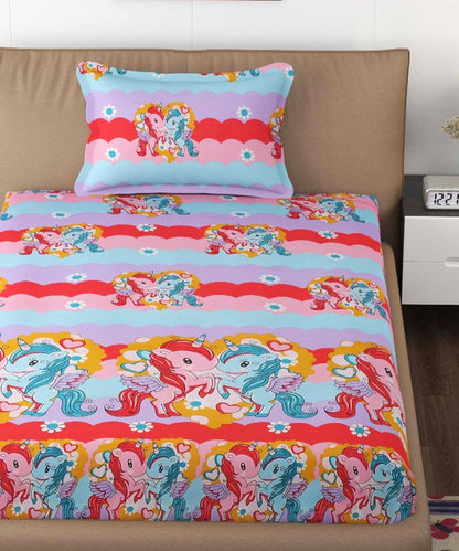 Cute Kids Single Bedsheet With 1 Pillow Cover