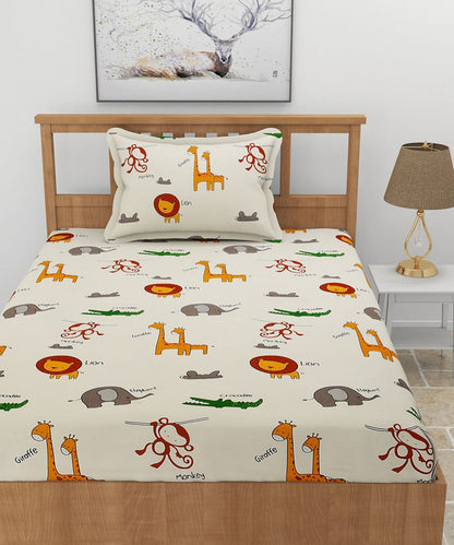 Cute Kids Single Fitted Bedsheet With 1 Pillow Cover