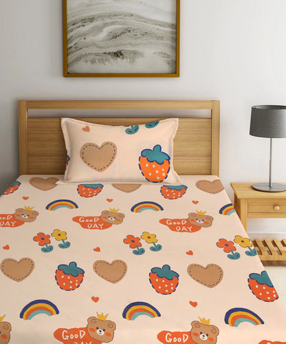 Pretty Kids Single Fitted Bedsheet With 1 Pillow Cover