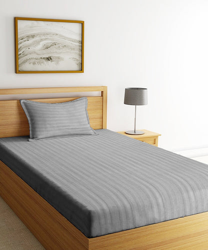 Light Grey Single Fitted Bedsheet With 1 Pillow Cover