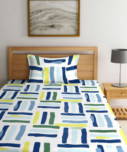 Multicolor Single Bedsheet With 1 Pillow Cover