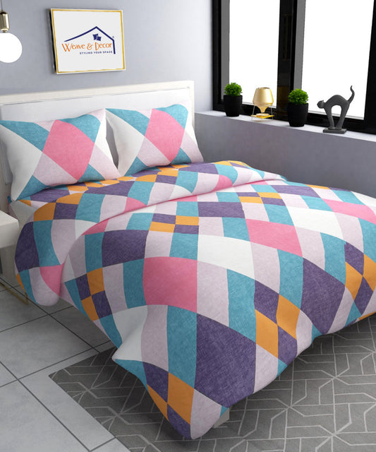 Multicoloured Squares 350GSM Single Bed Comforter