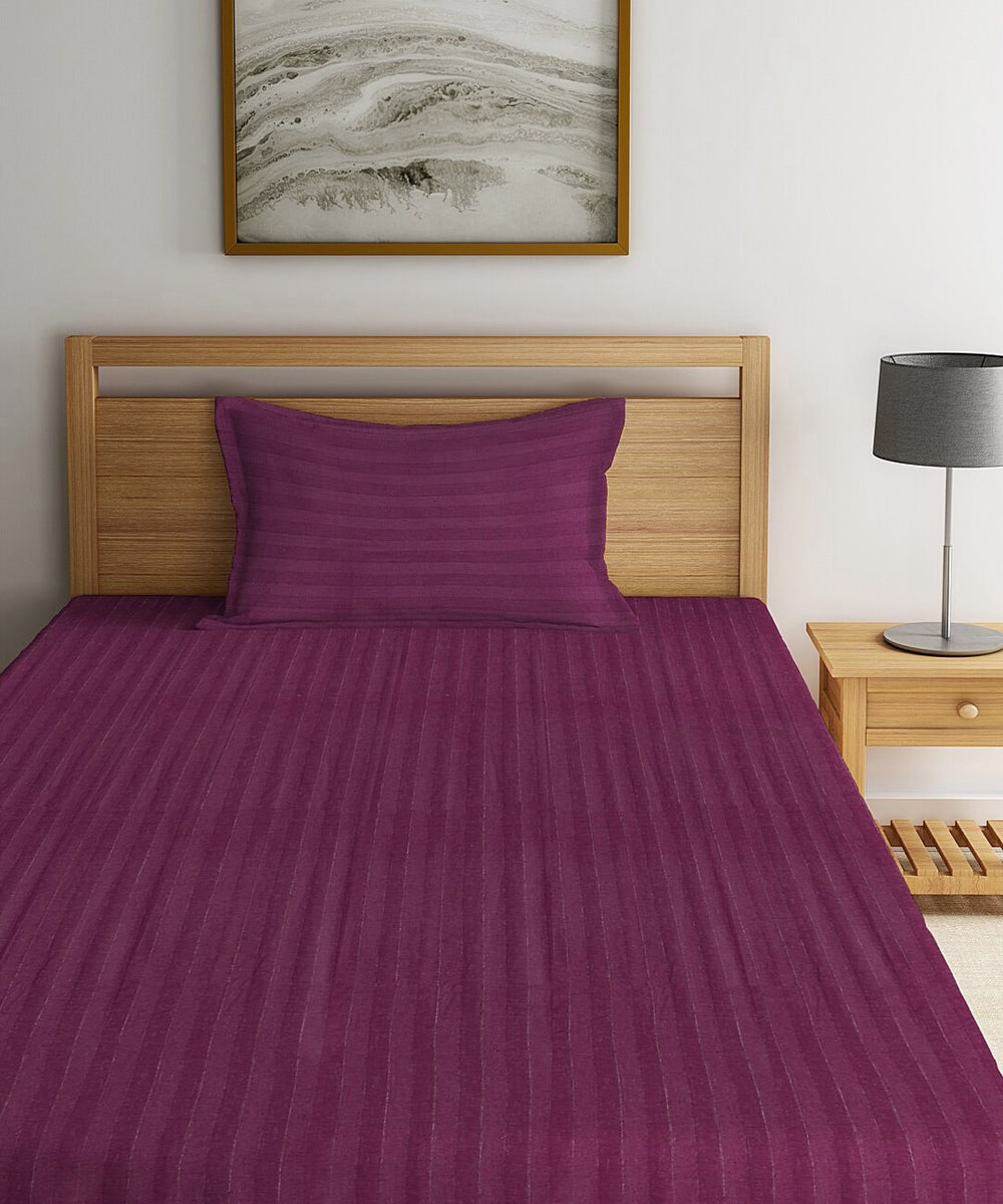 Wine Single Fitted Bedsheet With 1 Pillow Cover