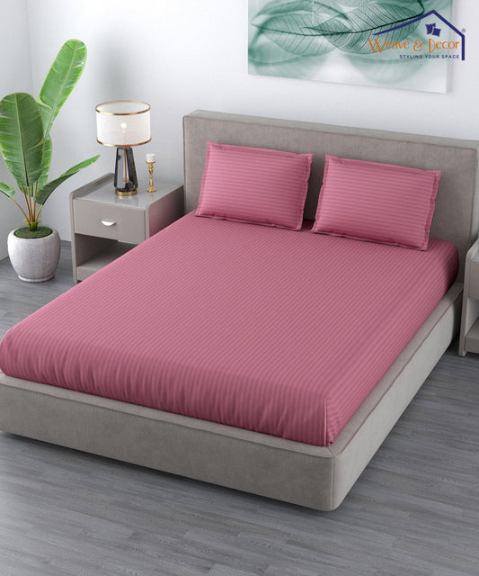 Pink Queen Fitted Bedsheet With 2 Pillow Covers