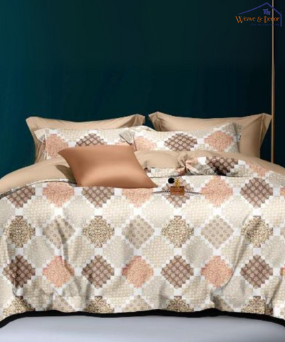 Vintage Tile Super King Fitted Bedsheet With 2 Pillow Covers