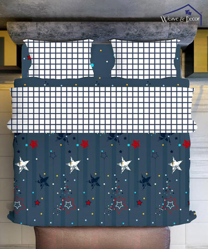 Multi Color King Size Bedsheet With 2 Pillow Cover