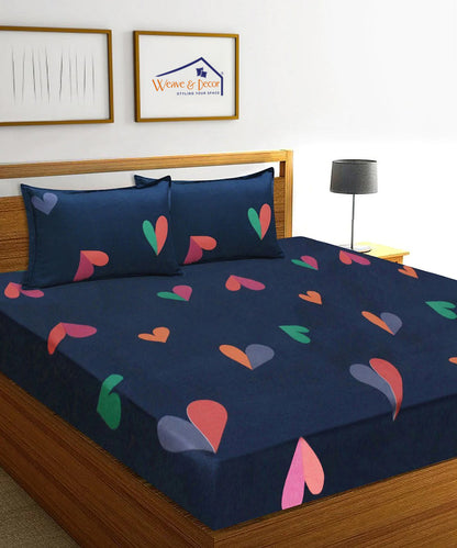 Blue Hearts Comforter Set with Bedsheet