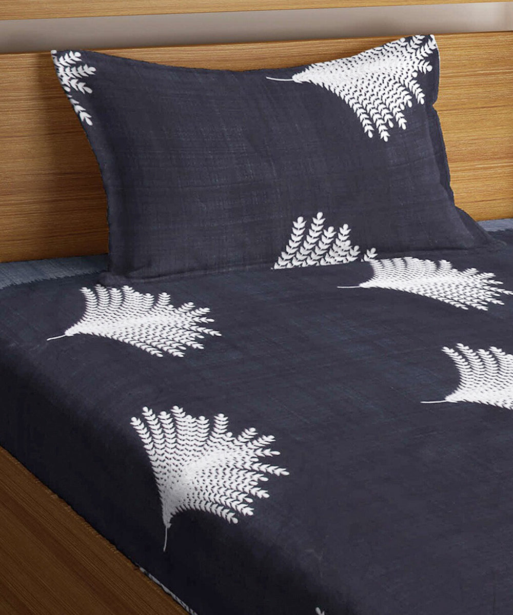 Grey and White Single Bedsheet With 1 Pillow Cover