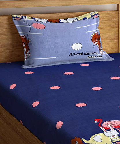 Animal Carnival Kids Single Bedsheet With 1 Pillow Cover