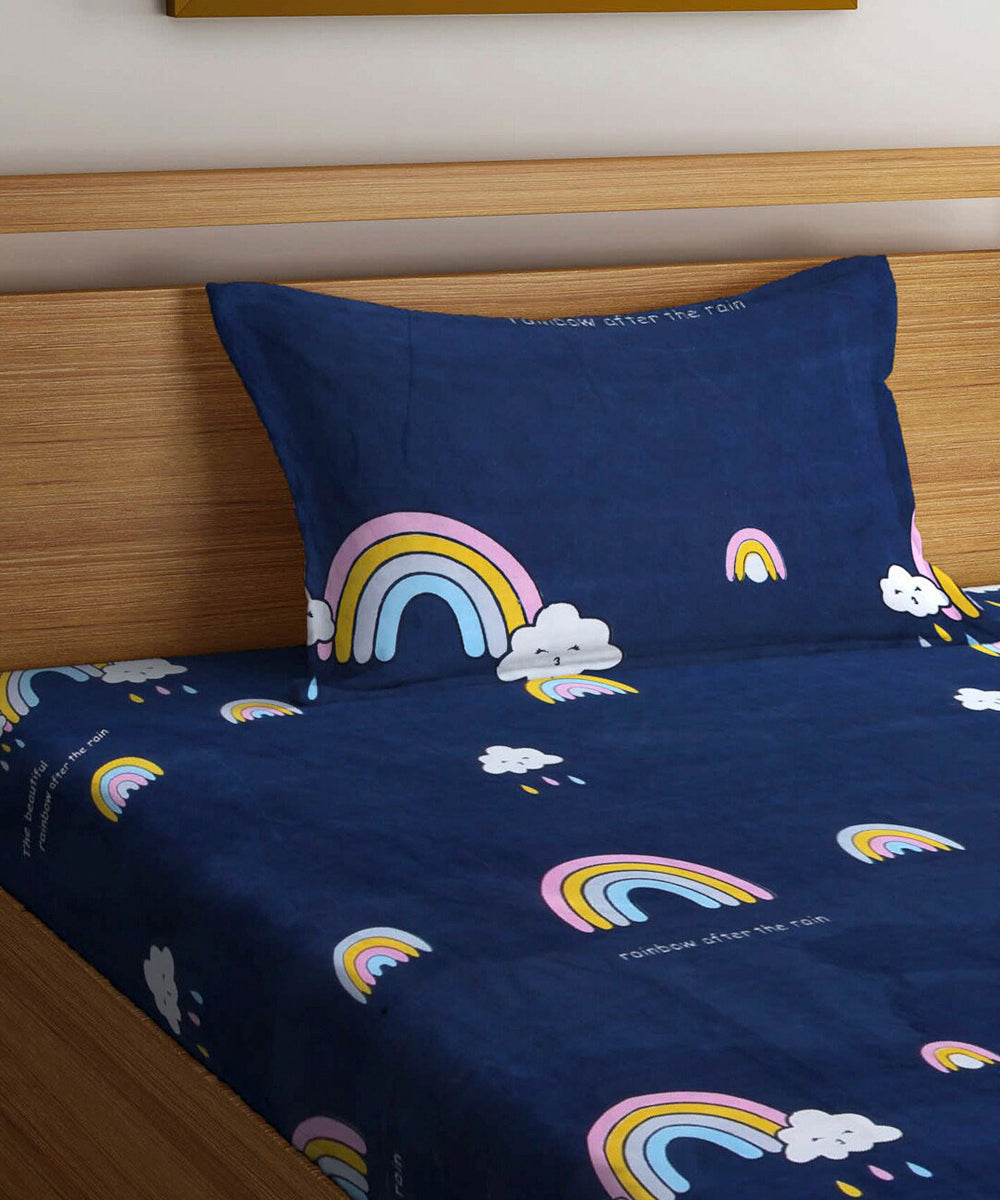 Rainbow Kids Single Fitted Bedsheet With 1 Pillow Cover