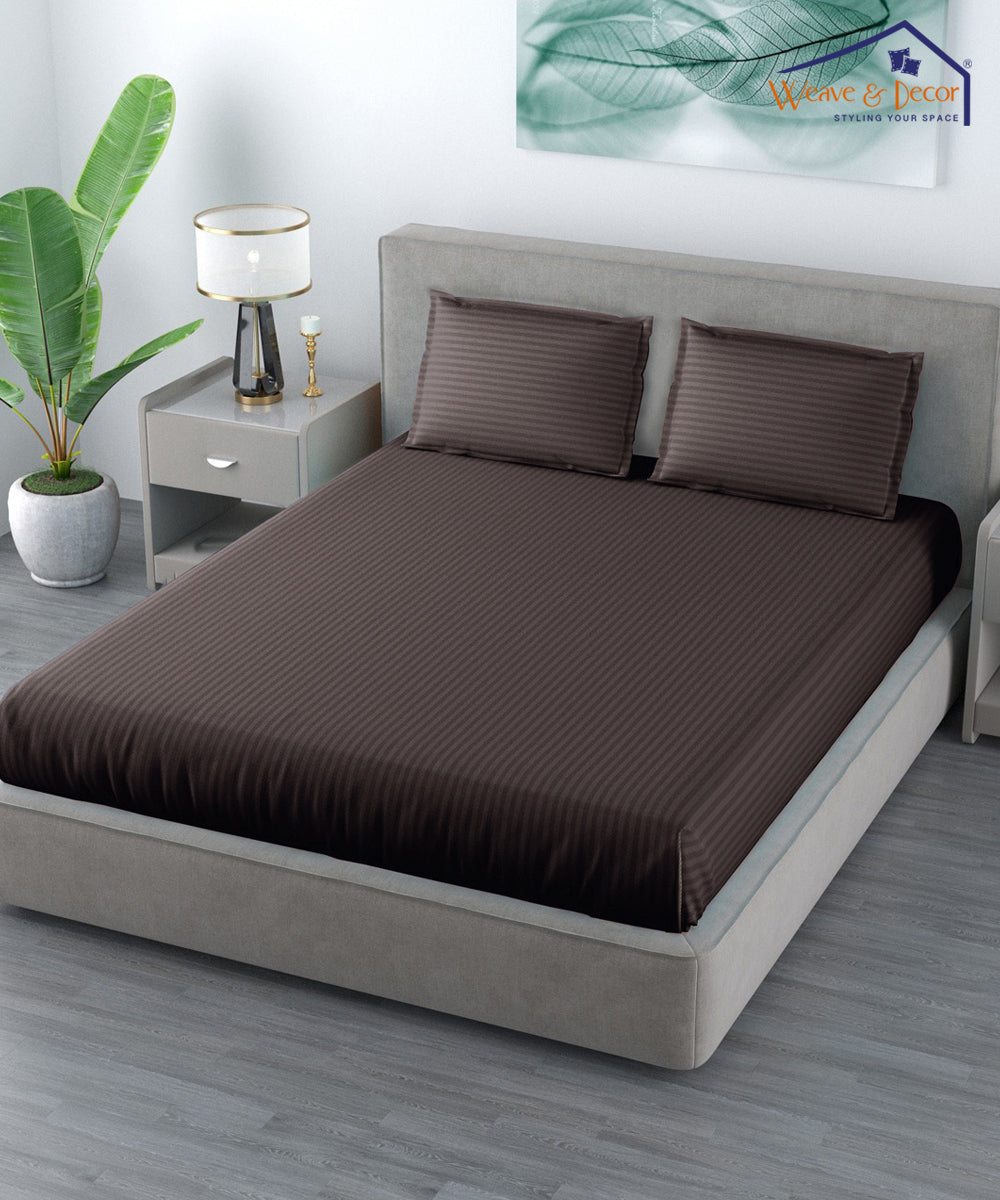 Brown Super King Fitted Bedsheet With 2 Pillow Covers