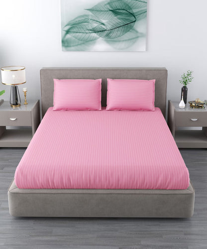 Pink Queen Fitted Bedsheet With 2 Pillow Covers
