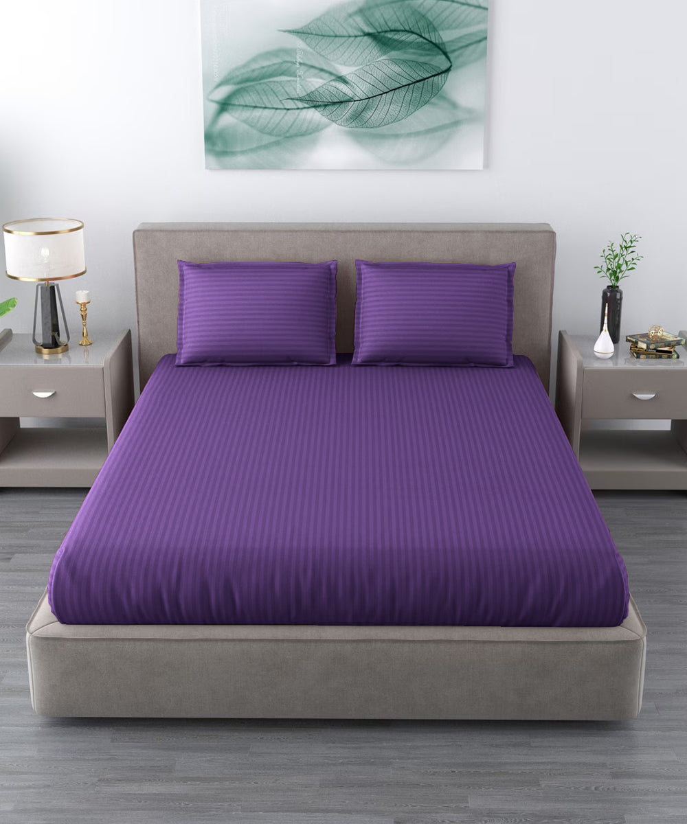 Violet Super King Fitted Bedsheet With 2 Pillow Covers