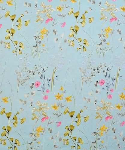 Sky Floral King Size Bedsheet With 2 Pillow Covers